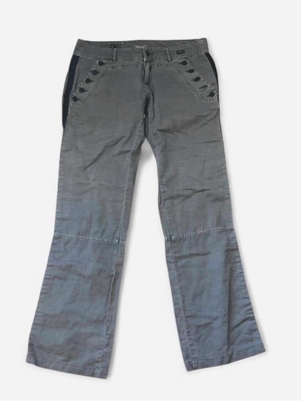 Diesel dark gray low waisted boot cut pants with button detailing mid late 2000s